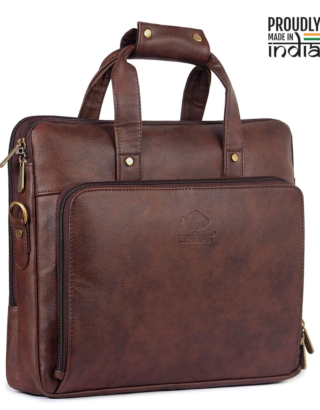 Classic brown leather laptop bag